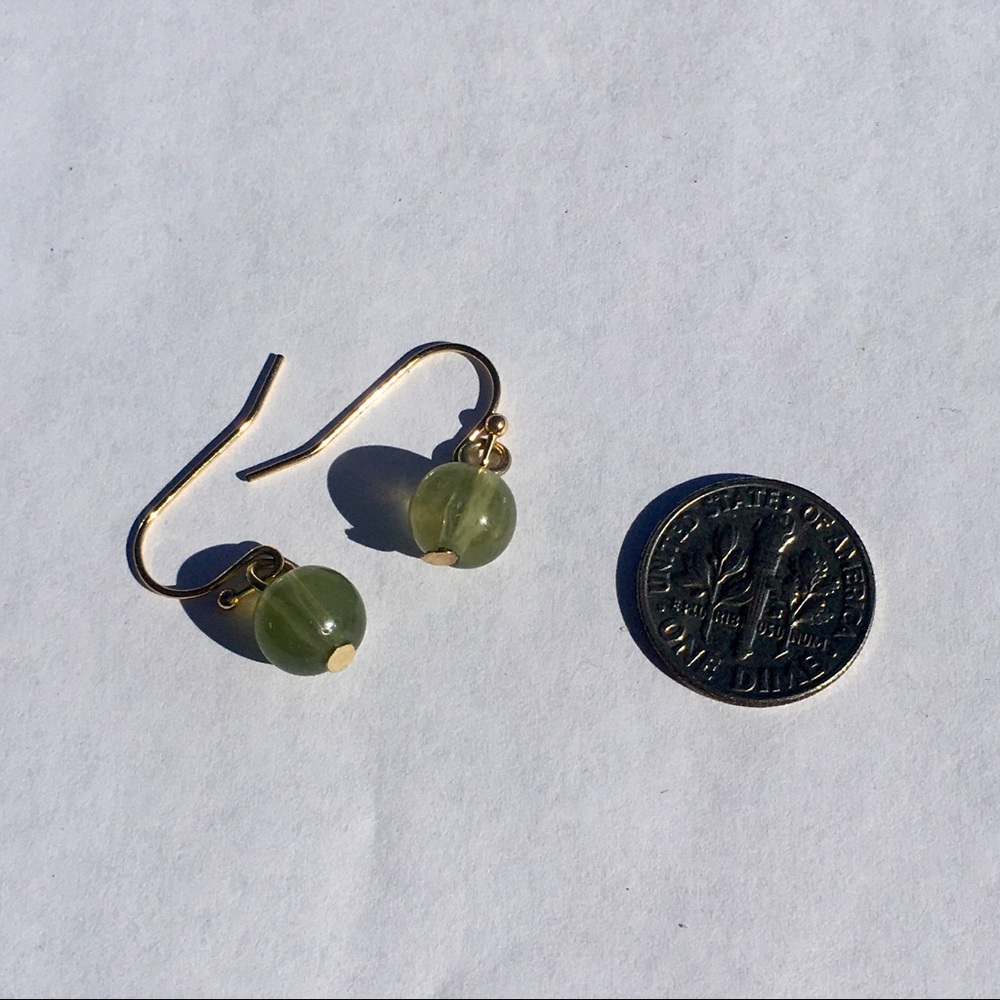 Green and Gold Dangle Earrings - Picture 3 of 3
